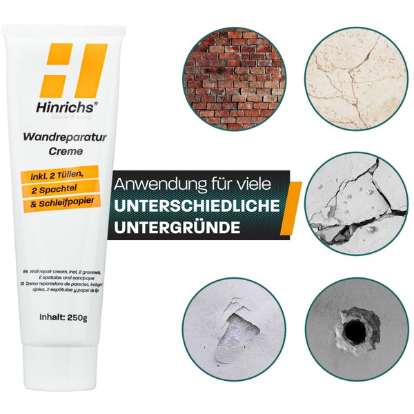 Hinrichs 500g Spachtelmasse Weiß Innen - Wand Reparatur