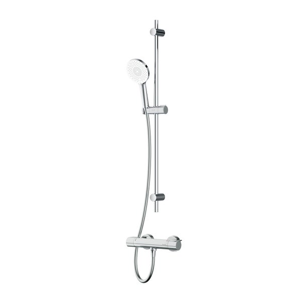 Duschsystem mit Duschstange, Handbrause und Thermostatarmatur aus Metall für die Wandmontage