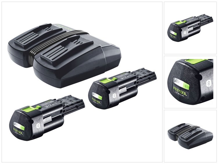 Festool Energie Set 2x BP 18 Li 3,0 Ergo I Akku 18 V 3,0 Ah / 3000 mAh Li-Ion ( 2x 577704 ) + TCL 6 DUO Doppel Ladegerät ( 577017 )