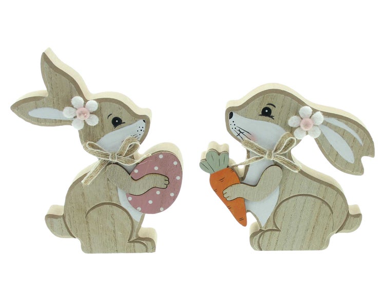 FRANK FLECHTWAREN | Hase Friends, 2er Set, MDF, JUTE, POLYESTER, 13 x 2,5 x 13 cm, 12,5 x 2,5 x 16 cm