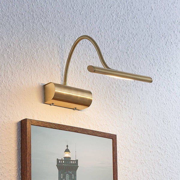 Lindby LED Wandleuchte, Wandlampe Innen Rakel dimmbar (Modern) in Gold / Messing aus Metall (1 flammig ) - Bilderleuchte Wandstrahler Wandbeleuchtung Schlafzimmer Wohnzimmer Wohnzimmerleuchte