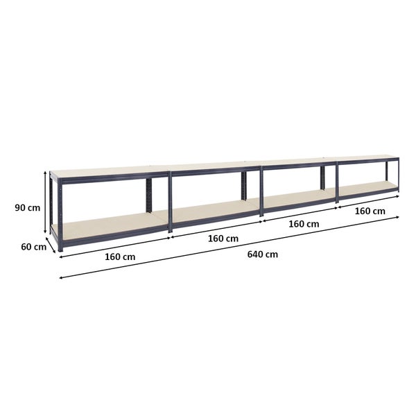 PROREGAL Mega Deal 4x Höhenverstellbare Werkbank DINO HxBxT 90x160x60cm Traglast 600kg Grau, Werktisch, Arbeitstisch