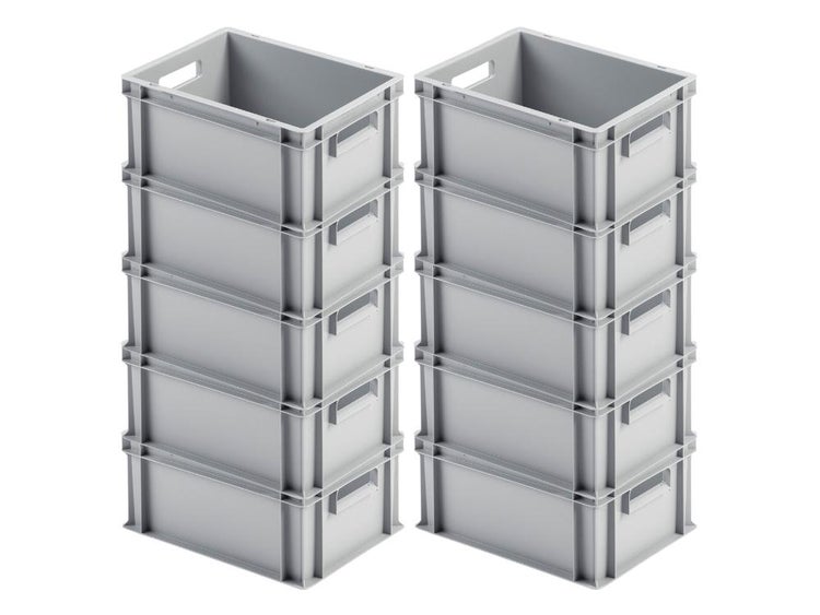 PROREGAL Eurobehälter Mit Offenem Griff HxBxT 17,5 x 30 x 40 cm 16 Liter Grau Eurobox Transportbox Transportbehälter Stapelbehälter