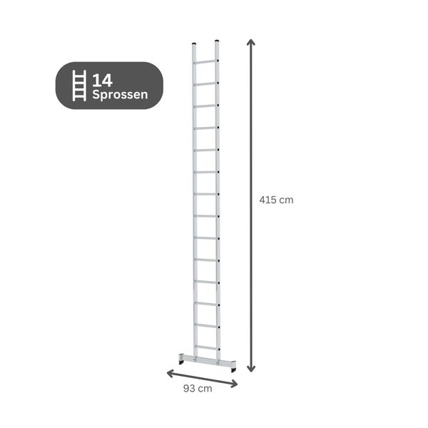 PROREGAL Sprossen-Anlegeleiter mit Traverse 14-Sprossen