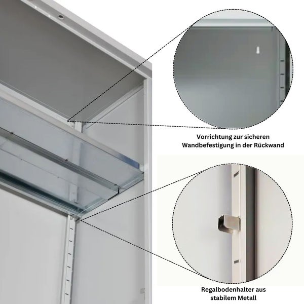 PROREGAL Stahlschrank Bee 5 Fachböden HxBxT 195 x 92 x 50 cm Verzinktes & Verstärktes Fachbodenmaterial Grau & Rot