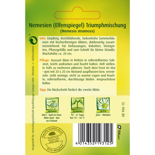 Nemesie (Elfenspiegel) Triump Samen von Quedlinburger SAATGUT