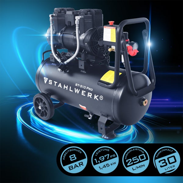 Stahlwerk ST-310 PRO Druckluftkompressor mit 30 Litern Tankinhalt