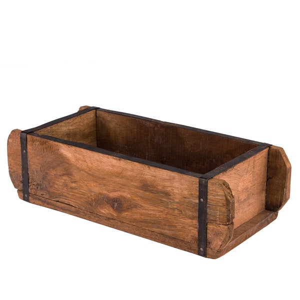 Dekorative Pflanzkiste aus Holz mit Metalleinfassung