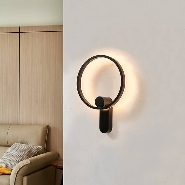 Lucande LED Wandleuchte, Wandlampe Innen Yekta dimmbar (Design Modern) in Schwarz aus Metall (1 flammig ) - Wandstrahler Wandbeleuchtung Schlafzimmer / Wohnzimmer Wohnzimmerleuchte