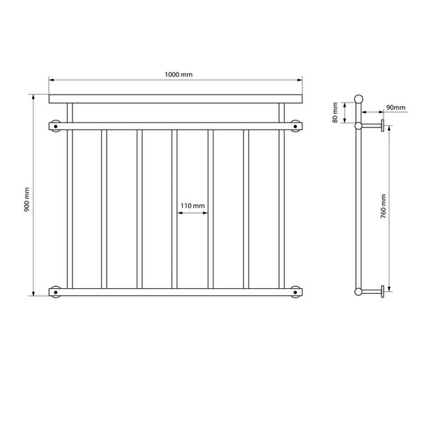 ECD Germany Französischer Balkon 90x100 cm mit 7 Füllstäben, Anthrazit matt & rau, Stahl pulverbeschichtet, Balkongeländer Stabgeländer Balkonbrüstung Balkongitter Fenstergeländer Außen Fenstergitter