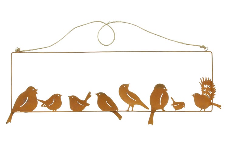 FRANK FLECHTWAREN | Hänger Vogelfreunde, METALL, SISAL, 55 x 0,5 x 19 cm