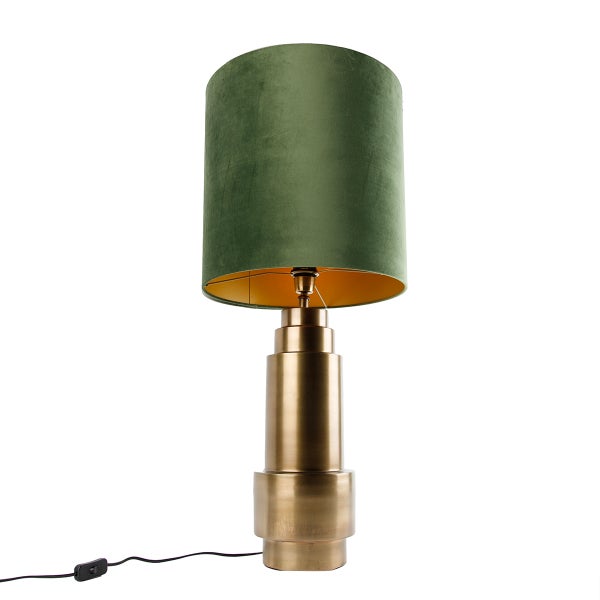 Tischleuchte mit Stoffschirm und Metallfuß