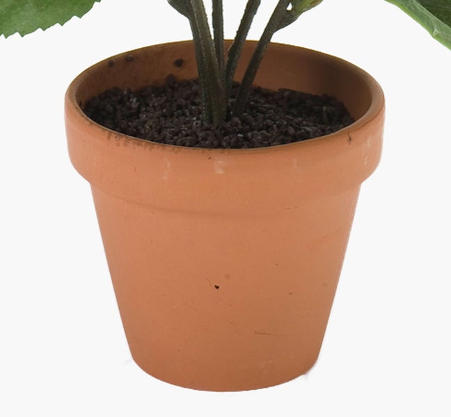 Künstliche Pfingstrosen in Pink aus Stoff mit grünen Blättern und Stielen.