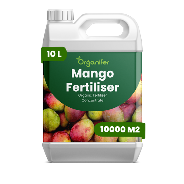 Organifer Logo, Organifer Mango Dünger Konzentrat, organischer Dünger, 10 Liter für 10000 Quadratmeter.