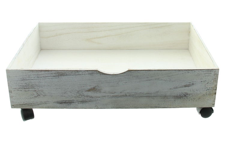 FRANK FLECHTWAREN | Bettschublade Shabby, PAULOWNIA, KUNSTSTOFF, 60 x 40 x 18 cm
