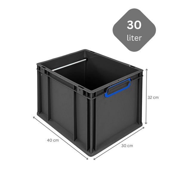 Graue 30 Liter Eurobox mit den Maßen 40 x 30 x 32 cm