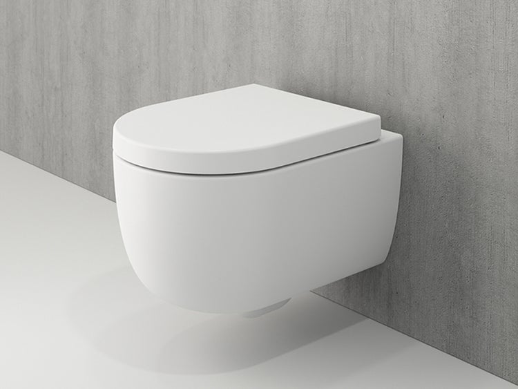 Aqua Bagno Design Hänge-WC Cocon 2.0 kurz – Spülrandlos – Weiß Matt – Softclose-Sitz