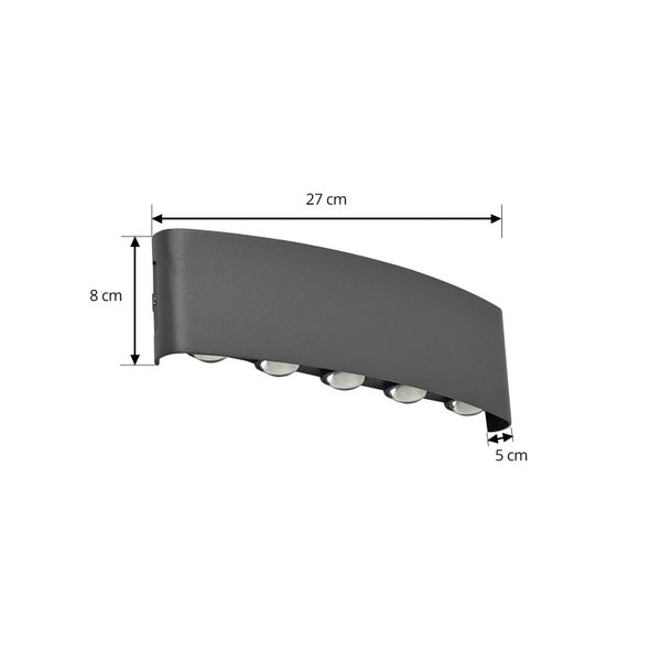 Lindby LED Wandleuchte außen Ithan (spritzwassergeschützt (Modern) in Schwarz aus Aluminium (5 flammig, ) - Außenwandleuchten Wandlampe Led Außenlampe Outdoor für Außenwand/Hauswand