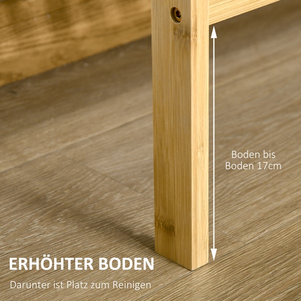 HOMCOM Badregal Standregal mit 3 Ebenen, Bambusregal, Küchenregal, für Bad, Küche, Wohnzimmer, Flur, Natur, 62 x 33 x 80 cm