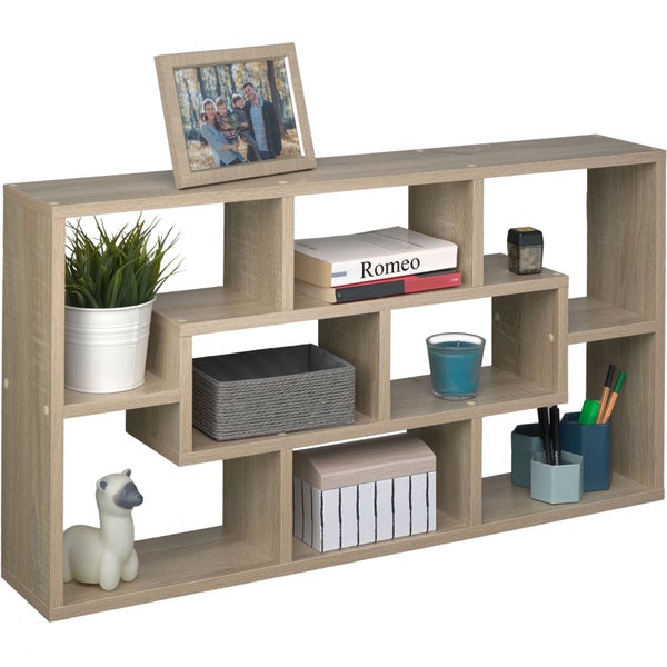 Wandregal tectake Kassandra 85 x 48 x 16 cm Retro-Stil Holz hell, Eiche Sonoma
