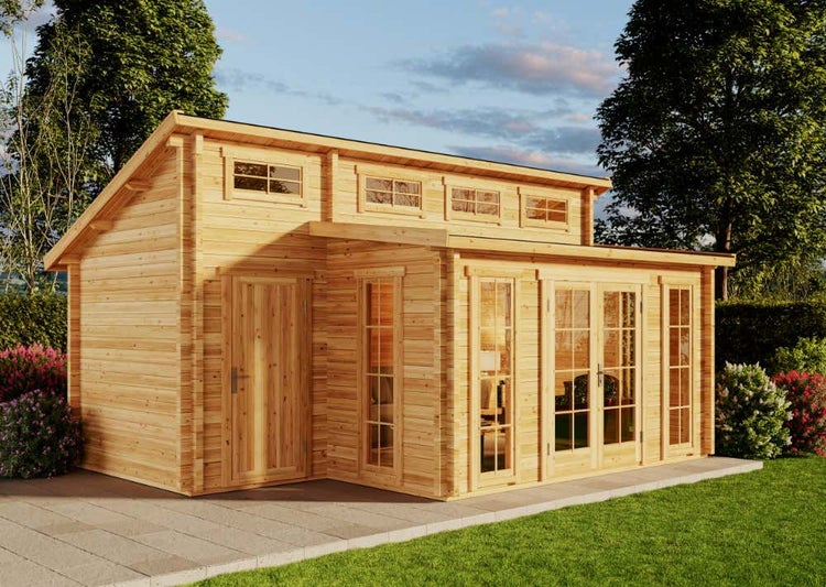 Alpholz Gartenhaus Lausitz-40 aus Massiv-holz, Gerätehaus mit 40 mm Wandstärke, Garten Holzhaus inklusive Montagematerial, Geräteschuppen Größe: 570 x 420 cm, Pultdach