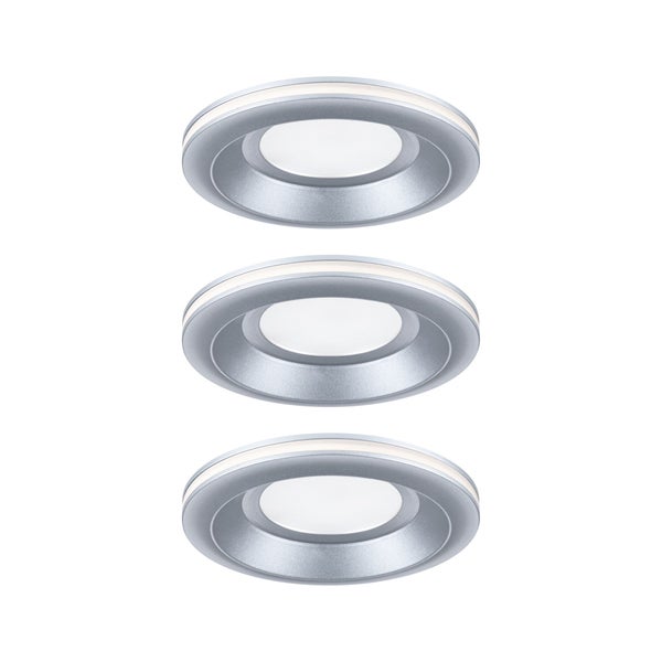 LED Einbauleuchte Sormus 3er-Set IP65 rund 100mm 3x4,8W / 1,5W 560lm / 180lm 230V 3000K Chrom matt