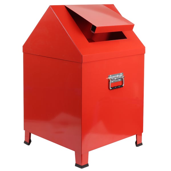 PROREGAL Sicherheits Putzwollkasten mit Selbstschließendem Schwingdeckel HxBxT 68 x 40 x 40 cm Feuerrot