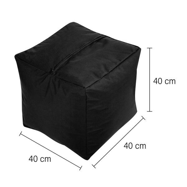 Green Bean Sitzsack-Hocker 40x40x40cm mit EPS-Perlen Füllung - Fußhocker Fußkissen Sitz-Pouf für Sitzsäcke - Bodenkissen für Kinder und Erwachsene - Fußablage Sitzkissen Sitzhocker Schwarz