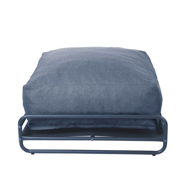 Hocker mit Polster in Anthrazit und Metallgestell für den Garten.