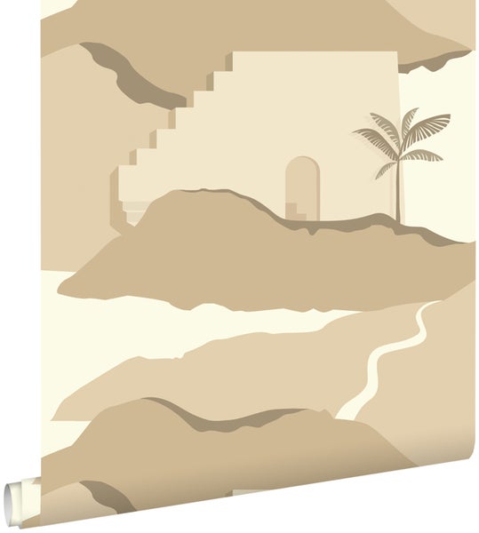 ESTAhome Tapete Mediterrane Häuser Beige - 50 x 900 cm - 139624