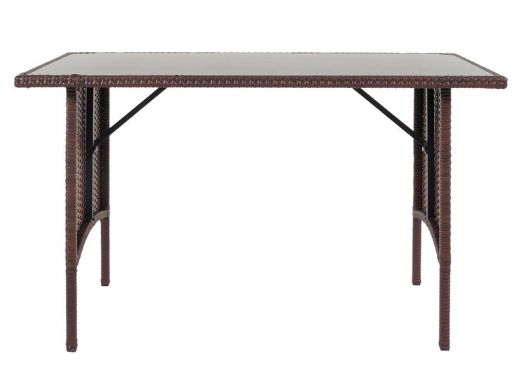 Rechteckiger Rattantisch mit Glasplatte