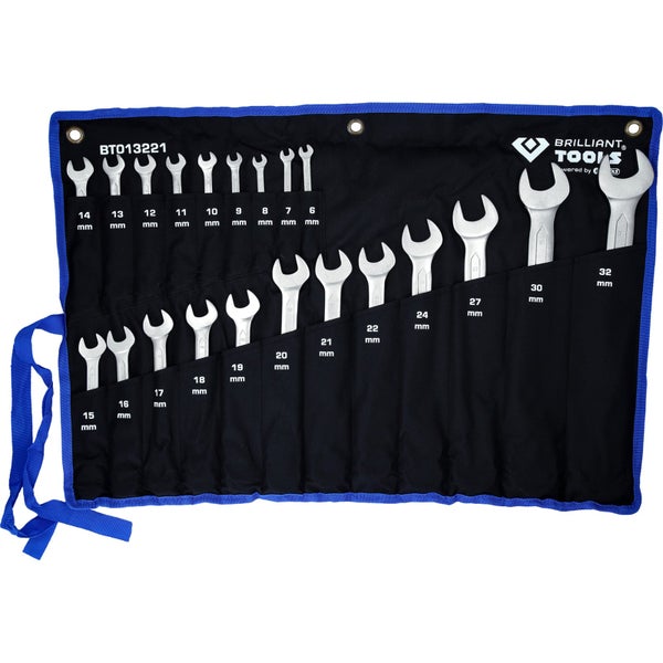 Brilliant Tools Maulschlüsselsatz mit 20 Teilen im Rolltasche