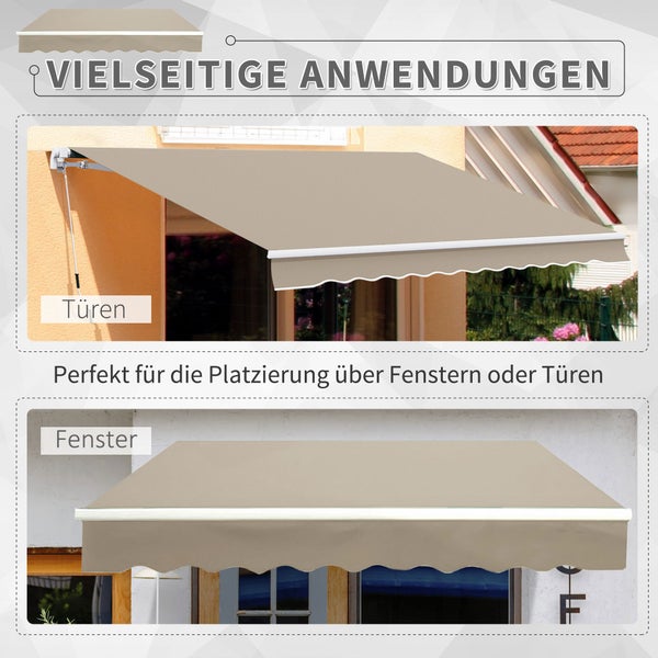 Outsunny Gelenkarmmarkise, Verstellbare Klemmmarkise, 3,95 x 3m, 100% Polyester (280g/m²), Aluminium , Beige