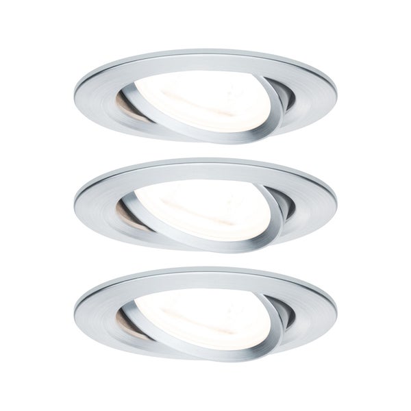 LED Einbauleuchte 3-Step-Dim Nova Basisset schwenkbar rund 84mm 50° GU10 3x6,5W 3x460lm 230V dimmbar 2700K Alu gedreht