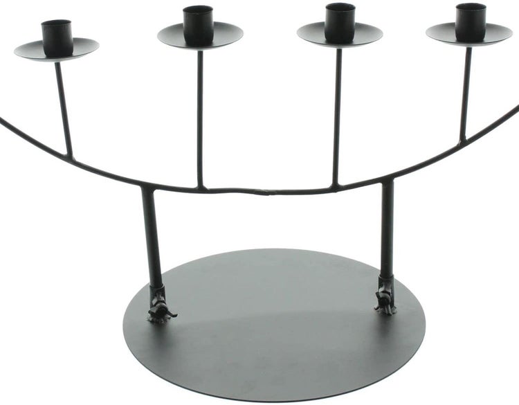 Dekoleidenschaft Kerzenhalter Circle aus Metall, schwarz, für 4 Kerzen, 70 cm hoch, Kerzenständer