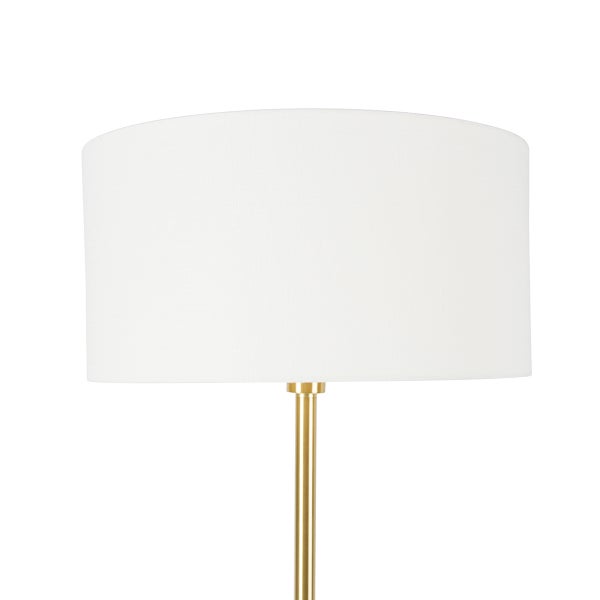 Stehlampe mit Stoffschirm und Metallfuß