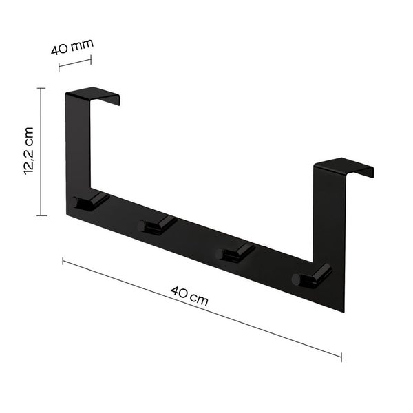 Türgarderobe mit 4 Haken – Mattschwarz