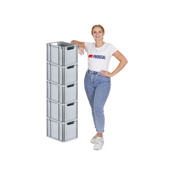 PROREGAL Spar Set 5x Eurobox Nextgen Economy Mit Scharnierdeckel & Roten Schiebeschnappverschlüssen Griffe Offen HxBxT 32 x 30 x 40 cm 30 Liter