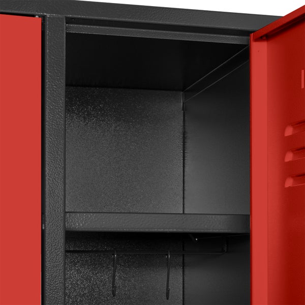 PROREGAL Garderobenschrank Ermine mit 2 Türen | HxBxT 178x60x50cm | Anthrazitgrau/Feuerrot | Spind, Aufbewahrungsspind, Arbeitsschrank