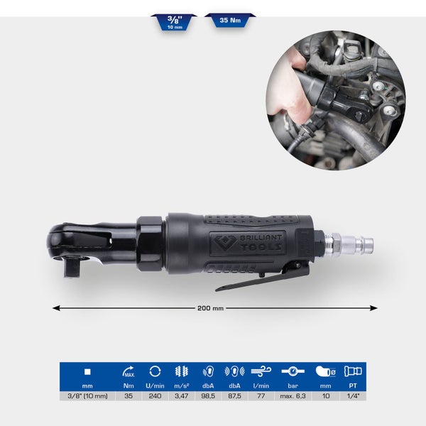 BRILLIANT TOOLS 3/8 Druckluft-Ratsche 35 Nm - BT160602