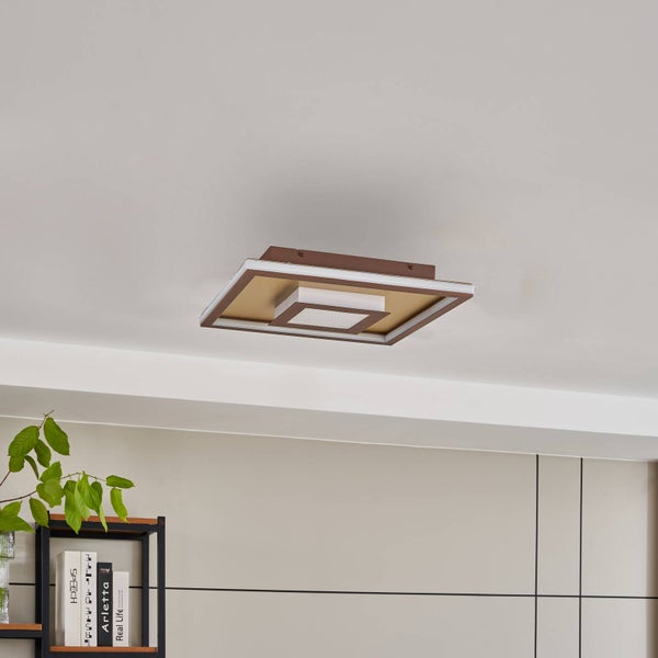Lindby LED Deckenleuchte Pekela dimmbar mit Leselampe (Modern) in Braun aus Aluminium (1 flammig, ) - Lampe Deckenlampe Wohnzimmerleuchte