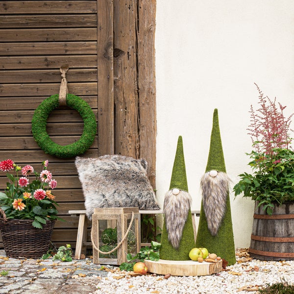 FRANK FLECHTWAREN | Wichtel Green, 2er Set, FILZ AUS PET, METALL, Höhe 60 cm, 80 cm