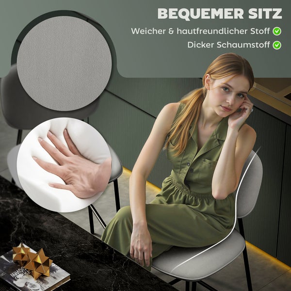 Bequemer Stuhl mit weichem, hautfreundlichem Stoff und dicker Schaumstoffpolsterung für optimalen Sitzkomfort.