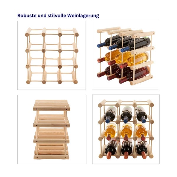 PROREGAL Modulares Weinregal Vinotega Mod HxBxT 36 x 36 x 24 cm 3 x  9 Flaschen Massives Kiefernholz Braun Geölt