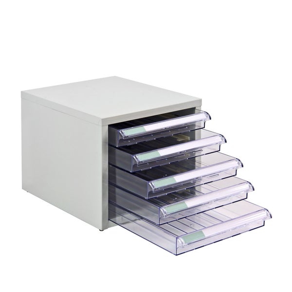 PROREGAL Schubladencontainer Kobra mit 5 Schubladen HxBxT 15,5 x 27 x 34 cm Lichtgrau