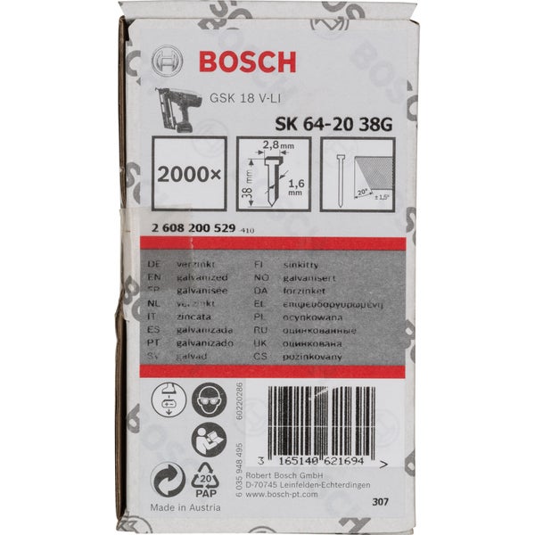 Bosch GSK 18 V-LI SK 64-20 38G Nagel, 2000 Stück, verzinkt