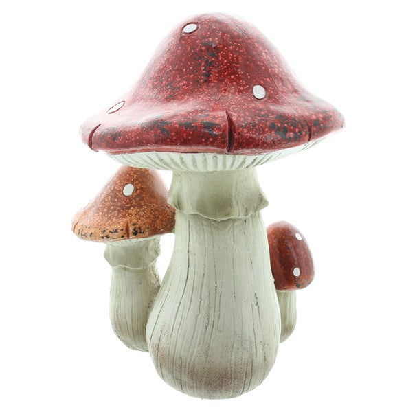 Deko Pilzgruppe aus wetterfestem Material für den Garten.
