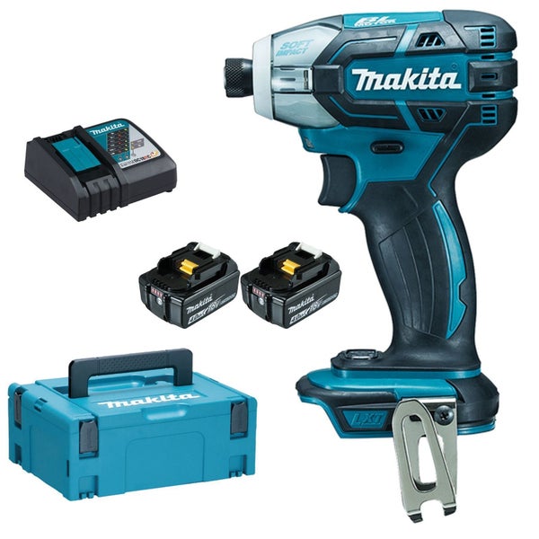 Makita Akku-Schlagschrauber Set mit zwei Akkus, Ladegerät und Werkzeugkoffer