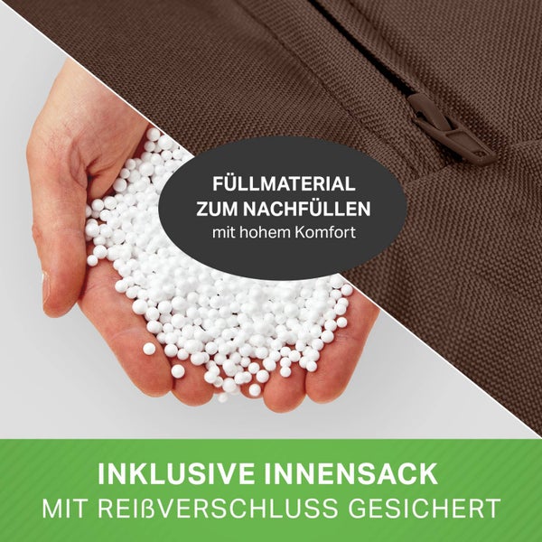 Green Bean Kinder-Sitzsack 70x100cm & 70 Liter EPS-Perlen Füllung - Indoor & Outdoor - Bean Bag Sitzkissen Bodenkissen Sessel Riesensitzsack Liegekissen für Jungen & Mädchen Dunkelbraun