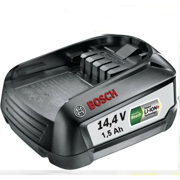 Bosch Lithium-Ionen Akku, 14,4 Volt, 1,5 Amperestunden, Smart Lithium-Ionen plus Technologie, Bosch Logo.